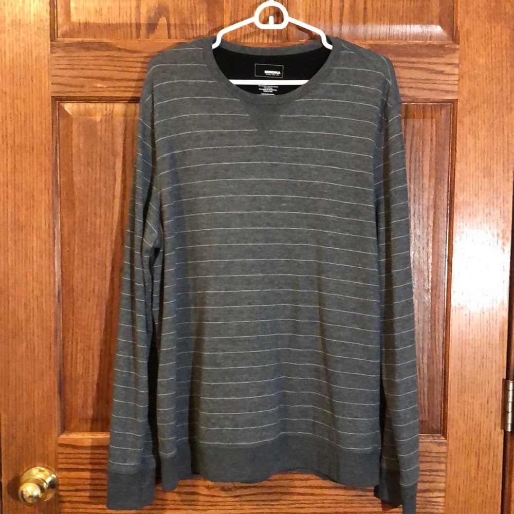 Sonoma Gray Striped Long Sleeve Tee